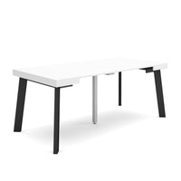 Consolle allungabile, 180x90x73cm, Per 8 persone, Gambe in legno, Bianco e nero RF2998