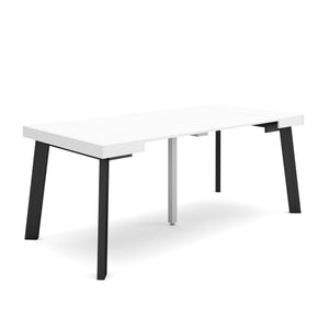 Consolle allungabile, 180x90x73cm, Per 8 persone, Gambe in legno, Bianco e nero RF2998