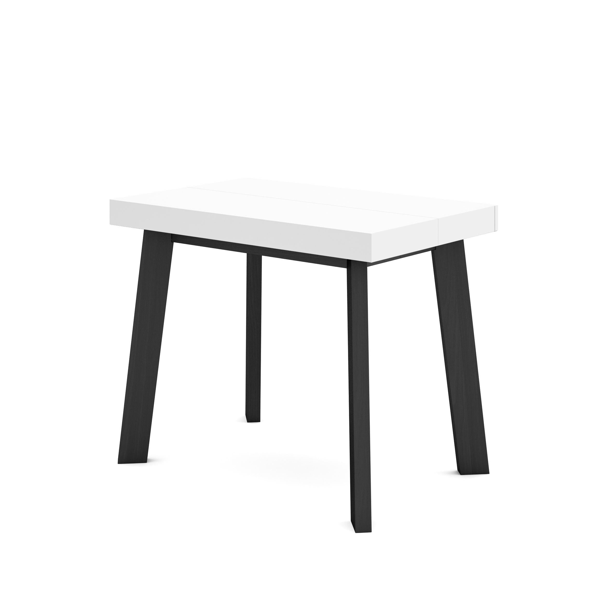 Consolle allungabile, 180x90x73cm, Per 8 persone, Gambe in legno, Bianco e nero RF2998