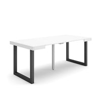 Consolle allungabile, 58 fino 180x90x73cm, Per 8 persone, Gambe in legno, Bianco RF2705