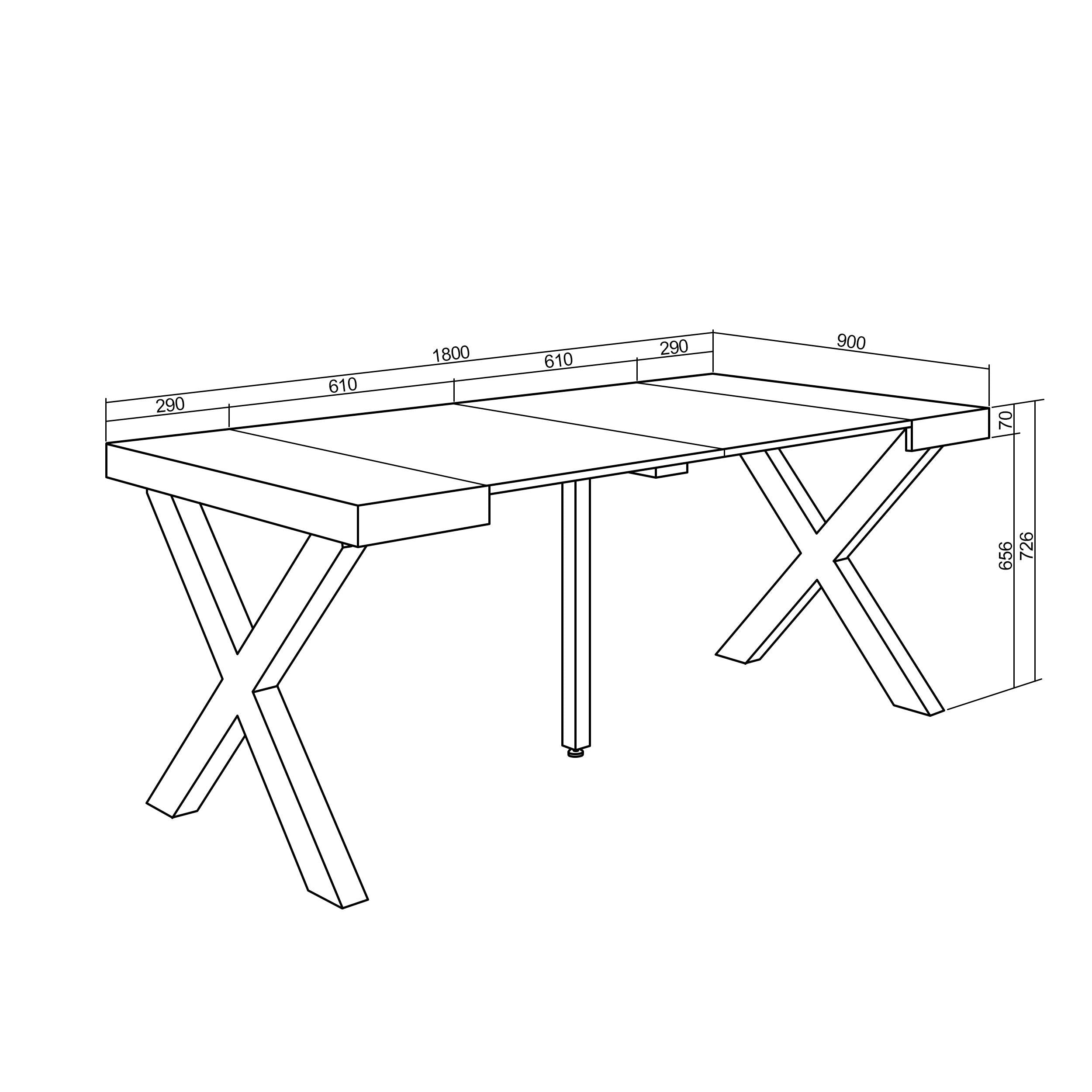 Consolle allungabile, 180, Per 8 persone, Gambe in legno RF 2771