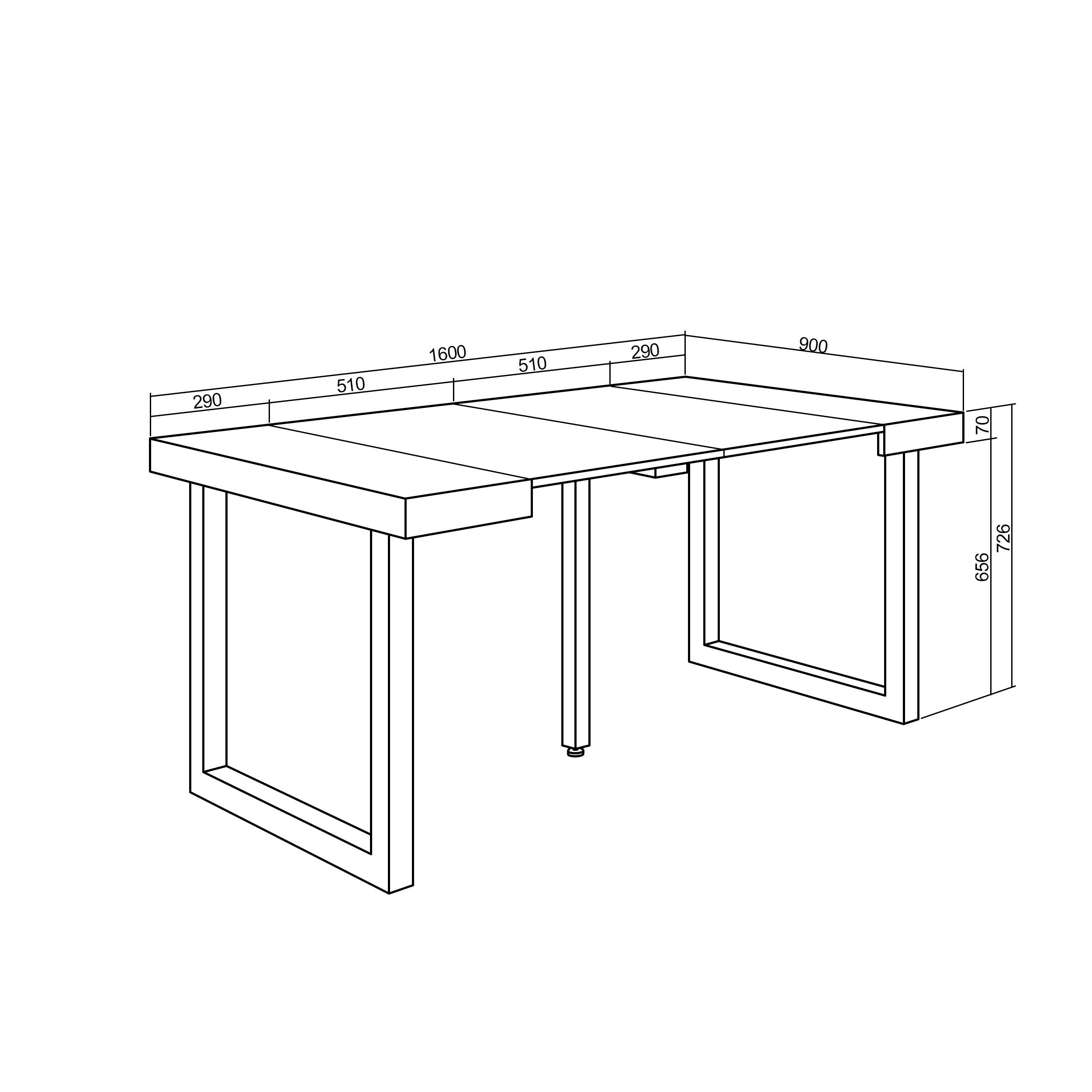 Consolle allungabile, 160, Per 8 persone, Gambe in legno RF 2744