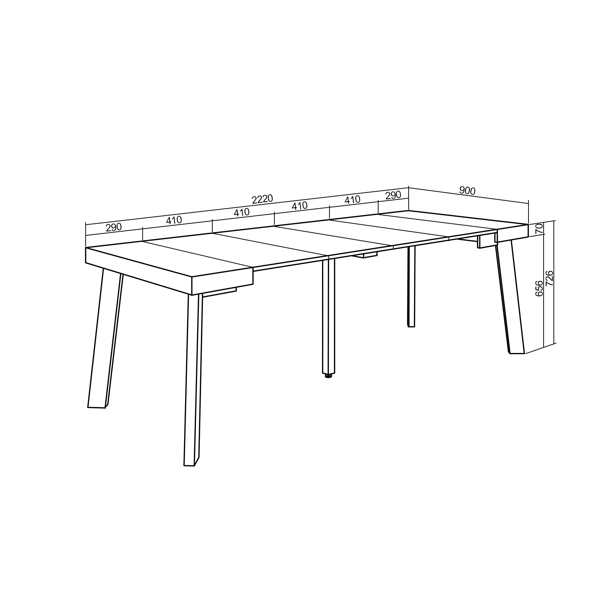 Consolle allungabile, 220, Per 10 persone, Gambe in legno, RF 3063