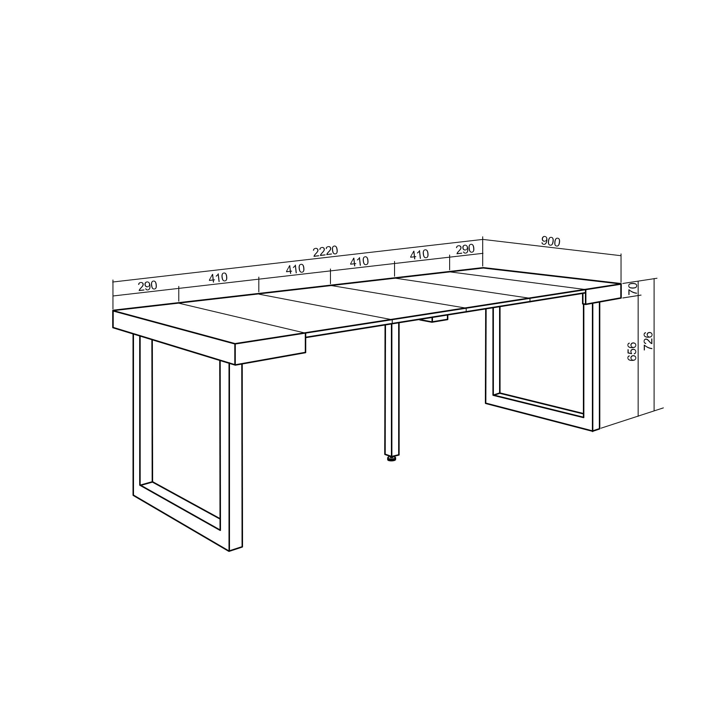 Consolle allungabile, 220, Per 10 persone, Gambe in legno, RF 2970