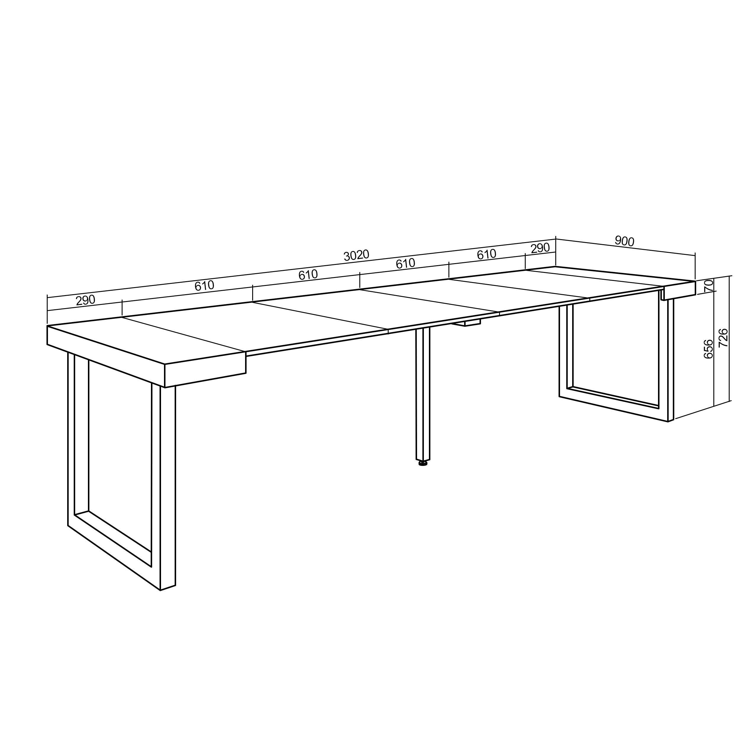 Consolle allungabile, 300, Per 14 persone, Gambe in legno, RF 2938