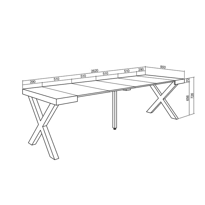 Consolle allungabile, 260, Per 12 persone, Gambe in legno, RF 2813