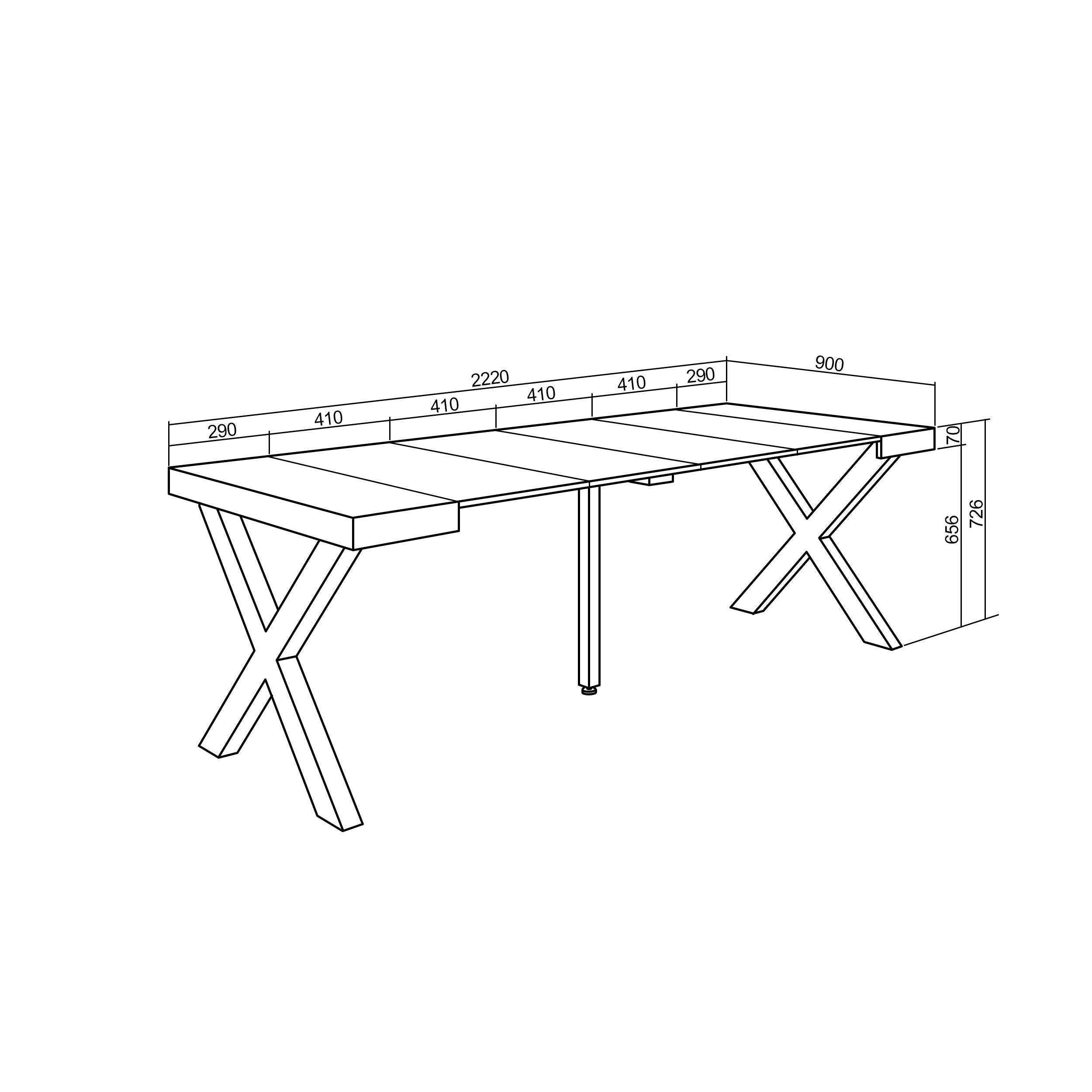 Consolle allungabile, 220, Per 10 persone, Gambe in legno, RF 2798