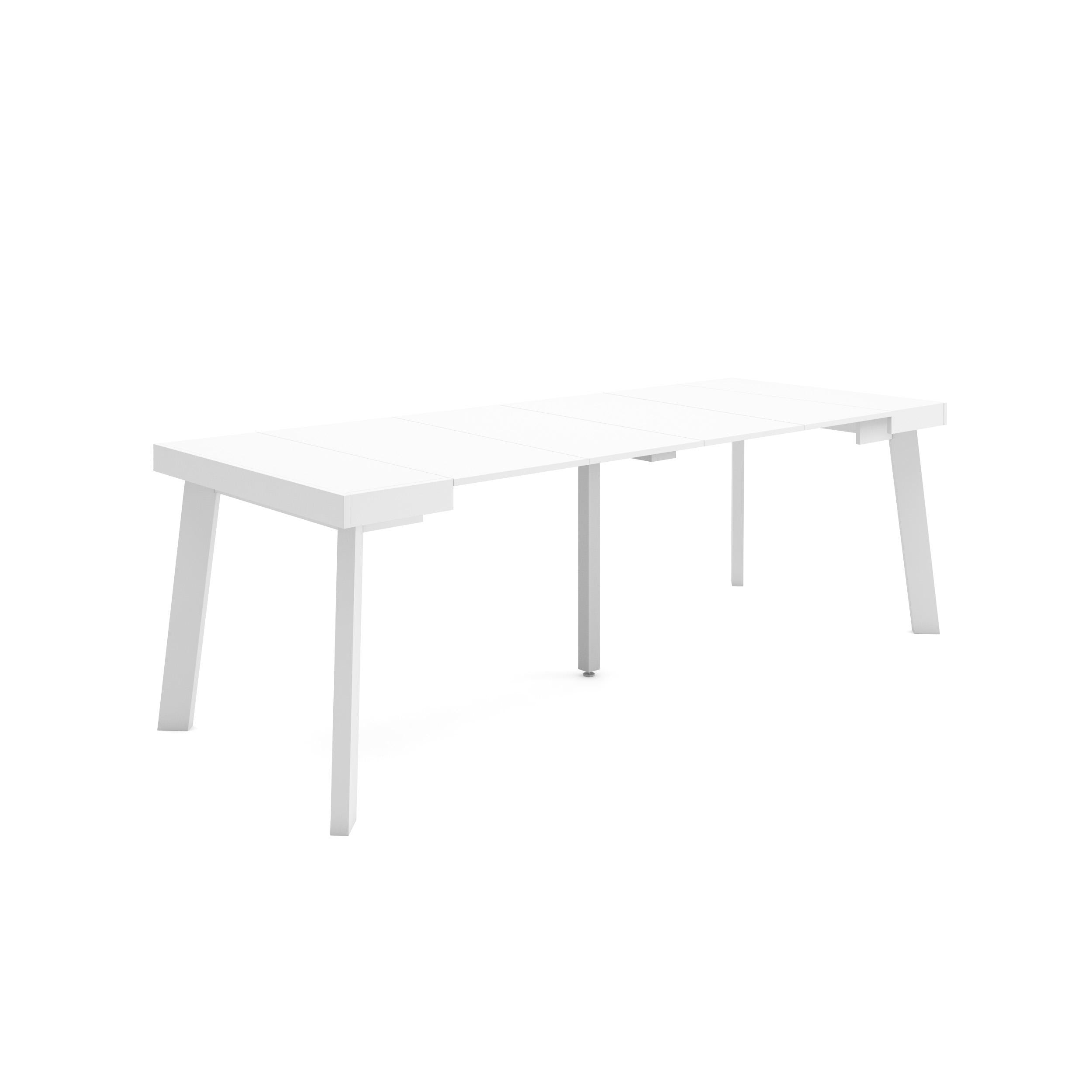 Consolle allungabile, 222x90x73cm, Per 10 persone, Gambe in legno, Bianco RF3019