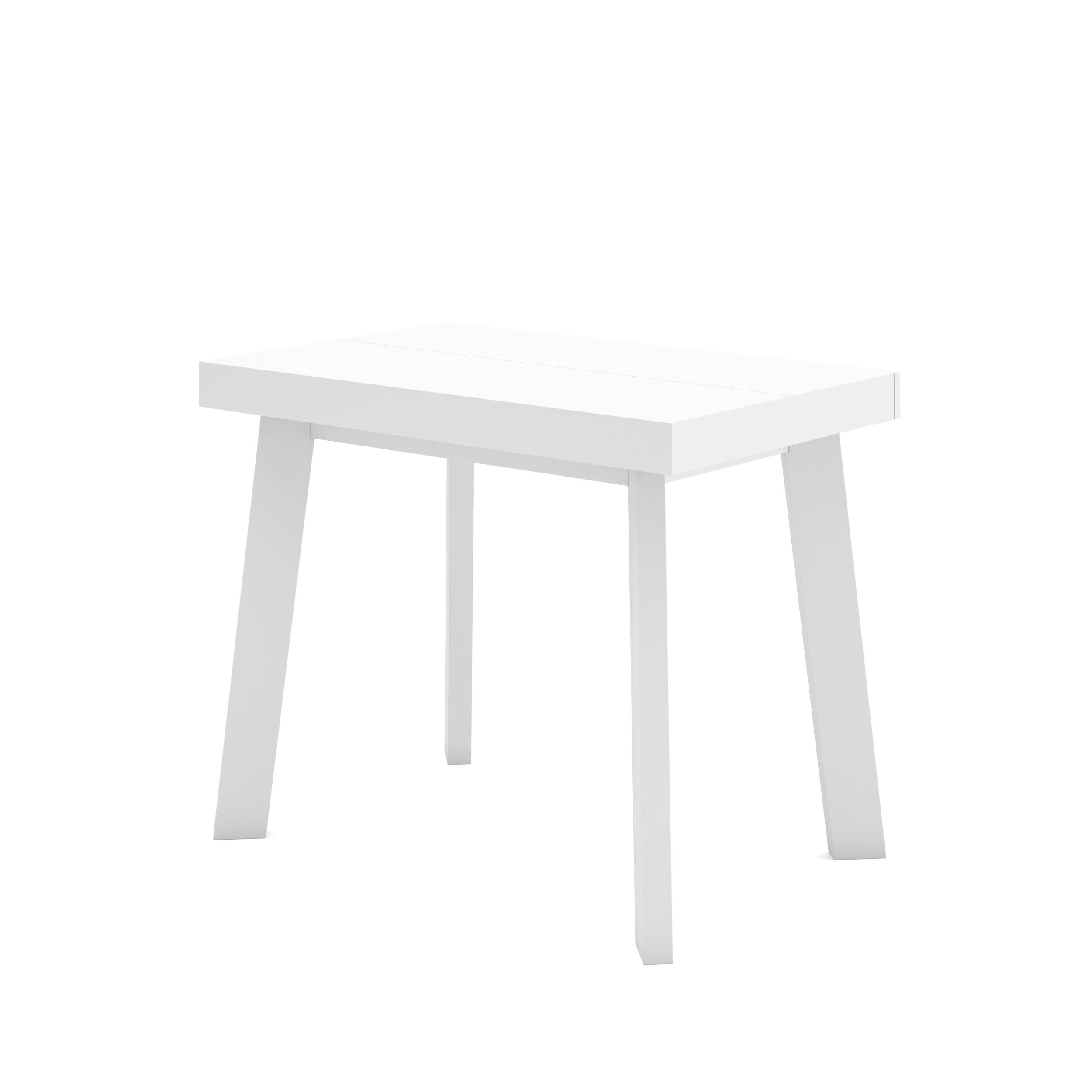 Consolle allungabile, 222x90x73cm, Per 10 persone, Gambe in legno, Bianco RF3019