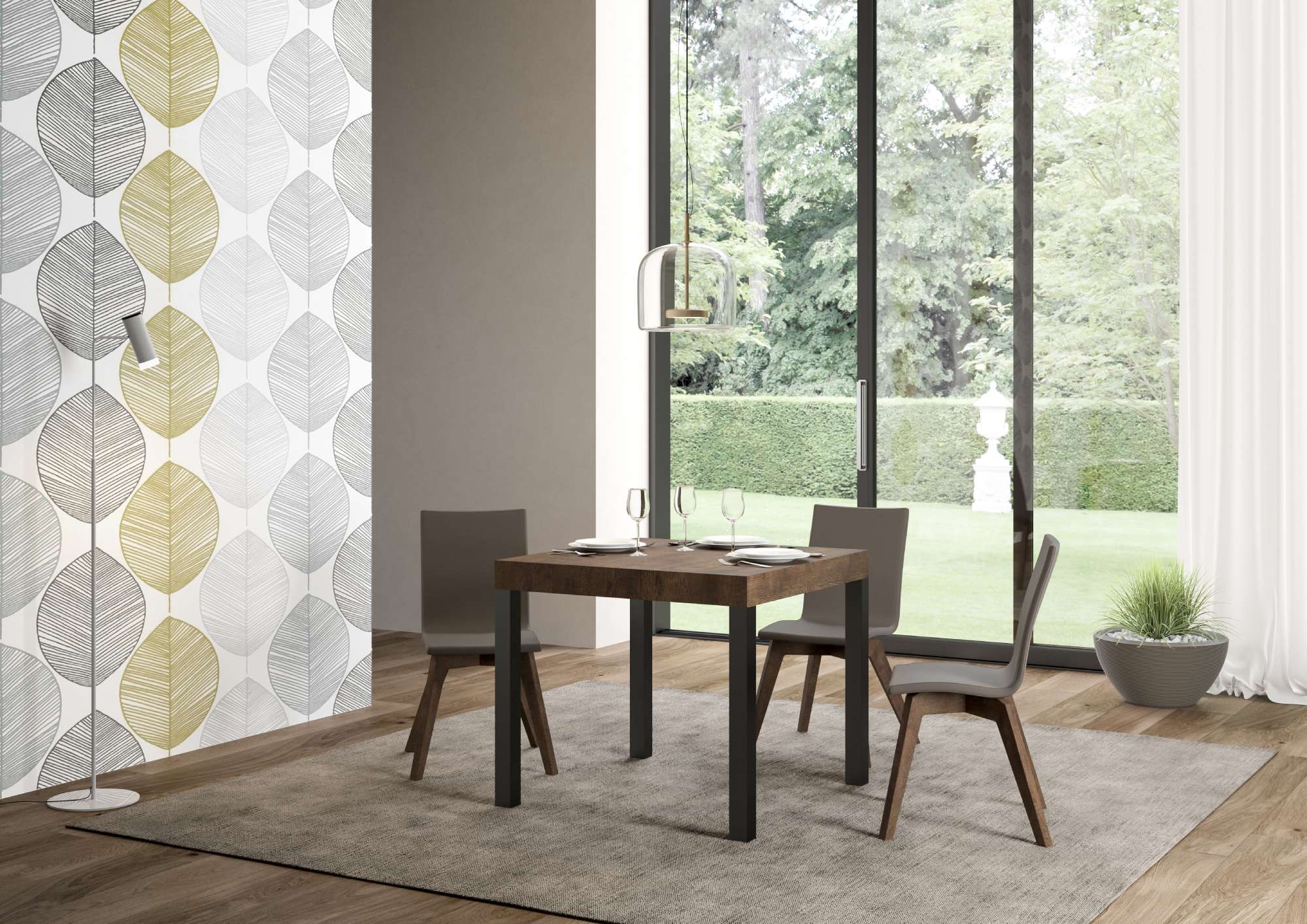 Tavolo allungabile 90x90/246 cm Everyday Premium telaio Antracite Colore: Noce