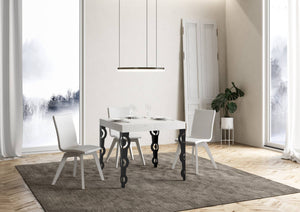 Tavolo allungabile 90x90/246 cm Karamay Premium telaio Antracite Colore: Bianco Frassino