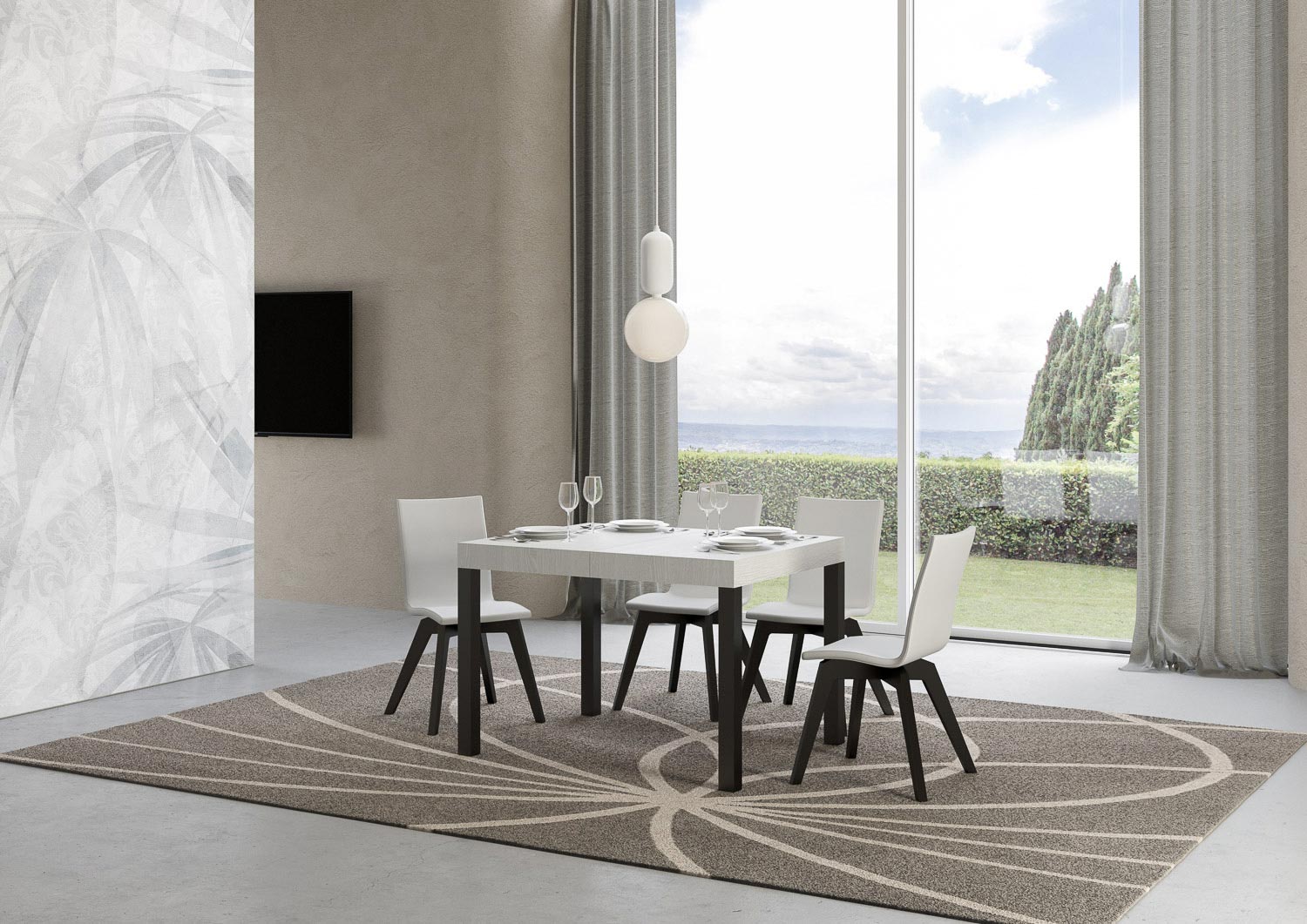 Tavolo allungabile 80x120/204 cm Everyday telaio Antracite Colore: Bianco Frassino