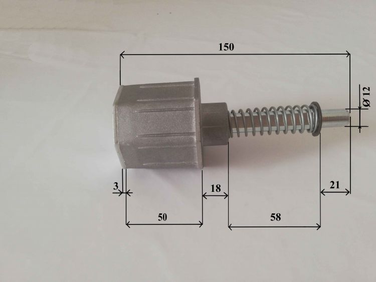 Calotta in alluminio con molla per rullo da 70 mm