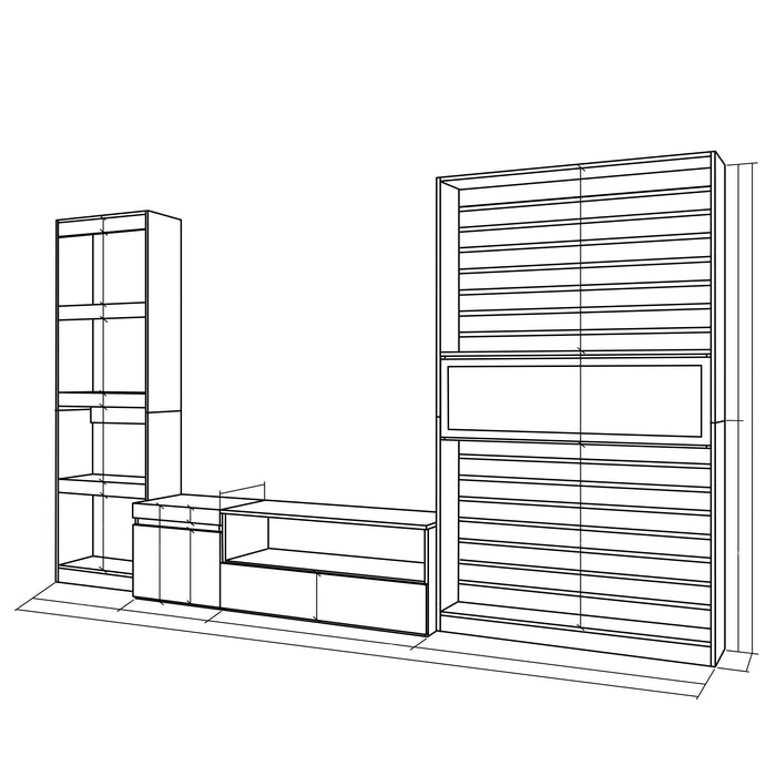 Mobile Soggiorno TV, 320x186x35cm, Camino elettrico RF 2597