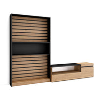 Mobile Soggiorno TV, 260x186x35cm, Per TV fino a 65", Rovere e nero RF 2531