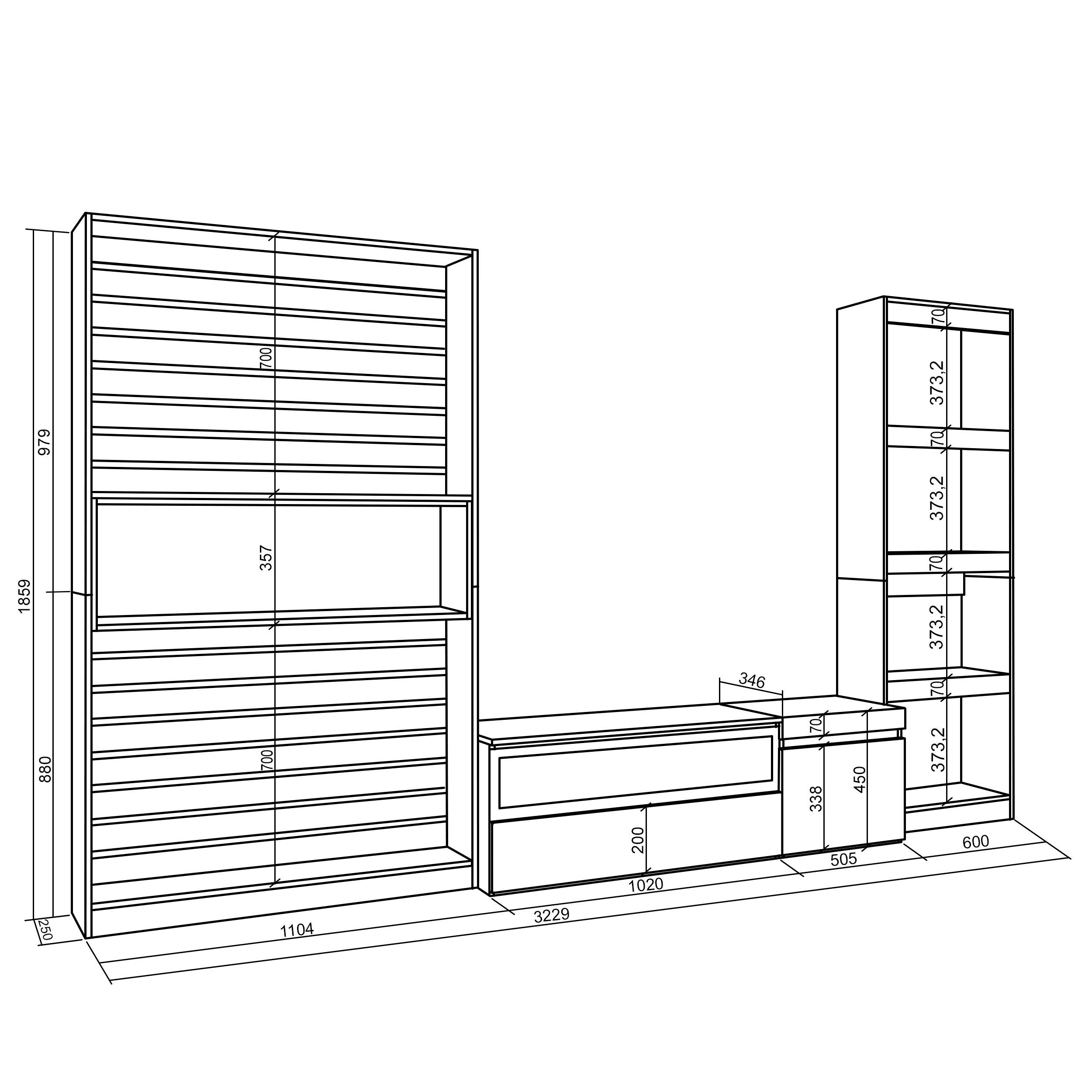 Mobile Soggiorno TV, 320x186x35cm, Camino elettrico RF 2569