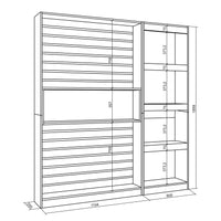 Libreria scaffale in legno a ripiani, 170x186x25cm, Camino elettrico, Stile moderno, colore Bianco e nero