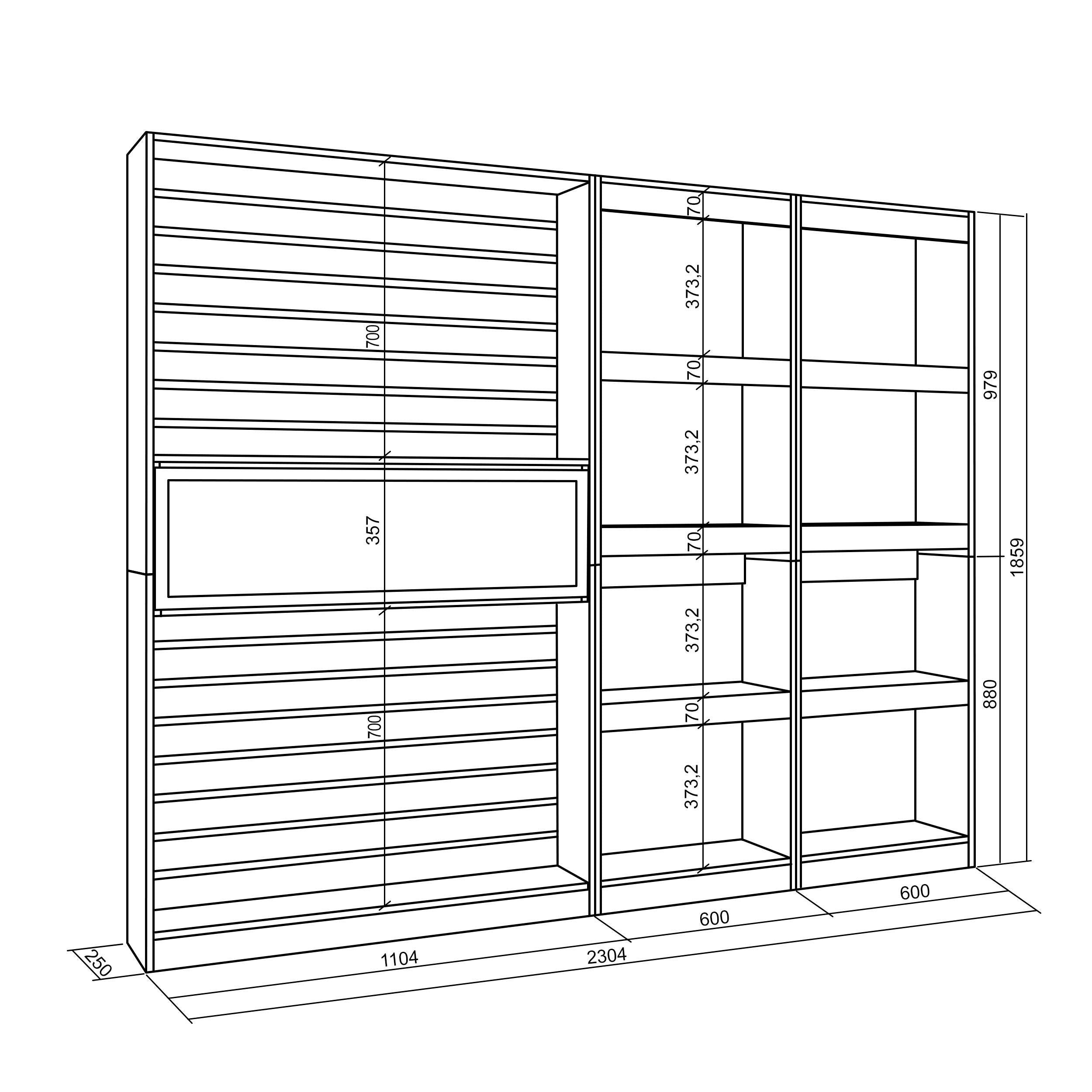 Libreria scaffale, 230x186x25cm, Soggiorno - Ufficio, Camino elettrico RF 2416