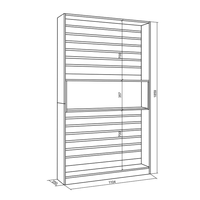 Libreria scaffale, Scaffali in legno a ripiani, 110x186x25cm, Soggiorno - Ufficio, Camino elettrico, Stile moderno, Cemento