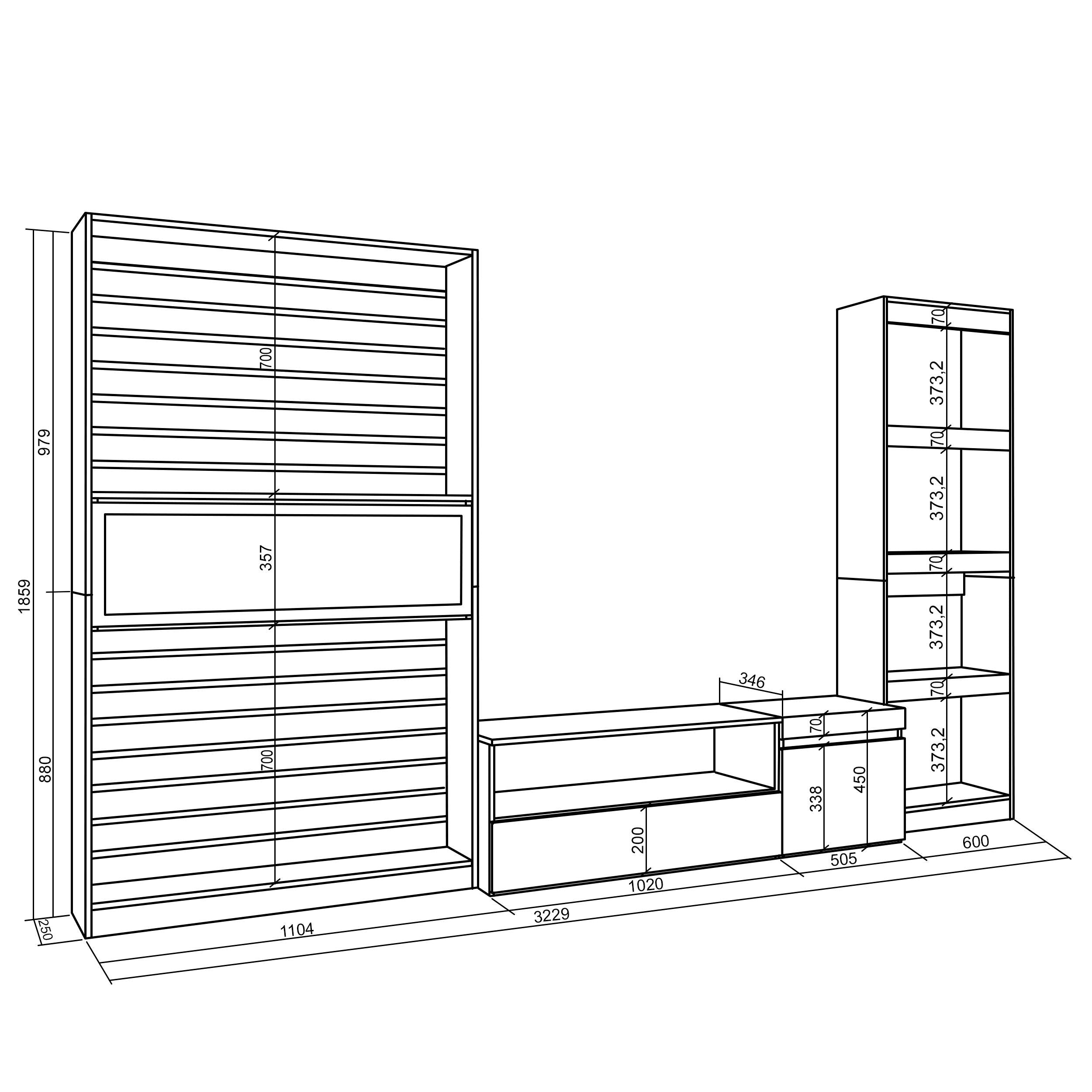 Mobile Soggiorno TV, 320x186x35cm, Camino elettrico RF 2585