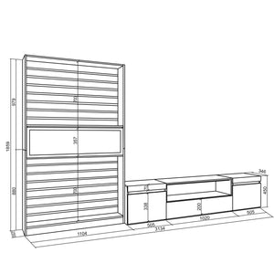 Mobile Soggiorno TV, 210x186x35cm, Per TV fino a 80", Camino elettrico RF2867