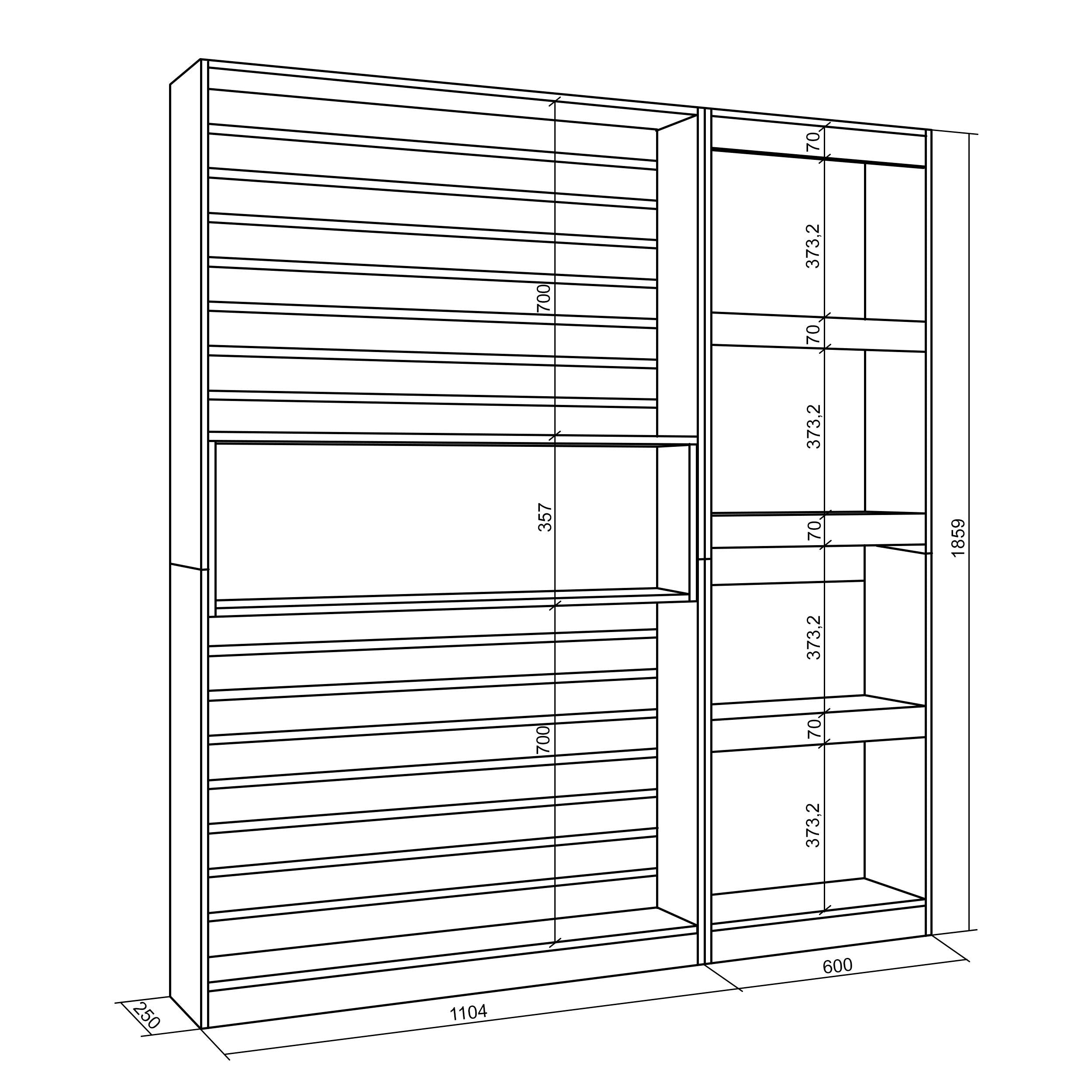 Libreria scaffale in legno a ripiani, 170x186x25cm, Soggiorno - Ufficio, Per libri, Stile moderno, Cemento