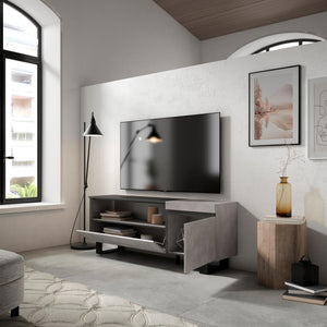 Mobile TV Soggiorno, 150x57x35cm, Per TV fino a 65", Design industriale, Stile moderno, Cemento