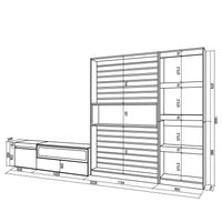 Mobile Soggiorno TV, 320x186x35cm, Camino elettrico RF 2584