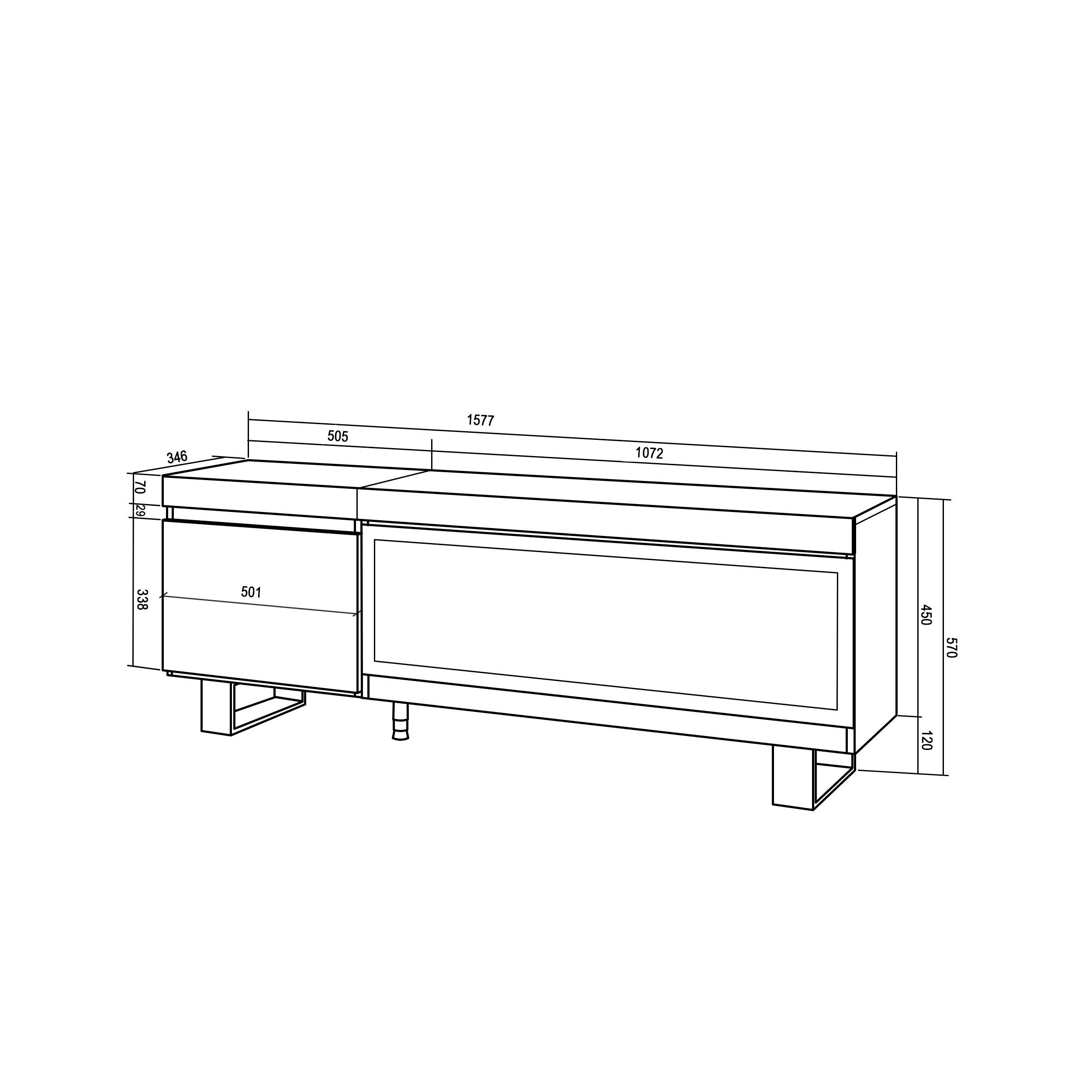 Mobile TV Soggiorno, 158x35x57cm, Per TV fino a 65", Camino elettrico XXL, Design industriale, grigio cemento RF3240