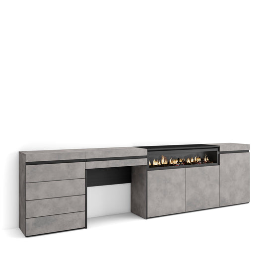 Credenza, 277x35x75 cm, Camera da letto, stanza, Camino elettrico, Cassettiera, Tavolo da toeletta, Cemento , RF3409