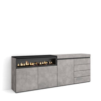 Credenza, 207x35x75 cm, Camera da letto, stanza, Camino elettrico, Cassettiera, Cemento , RF3408