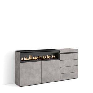 Credenza, 135x57x75 cm, Camera da letto, stanza, Camino elettrico, Cassettiera, Cemento , RF3406