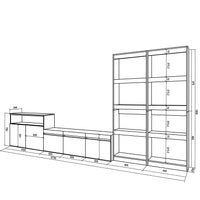 Mobile Soggiorno TV, 370x186x35cm, Per TV fino a 65", Cemento RF3170