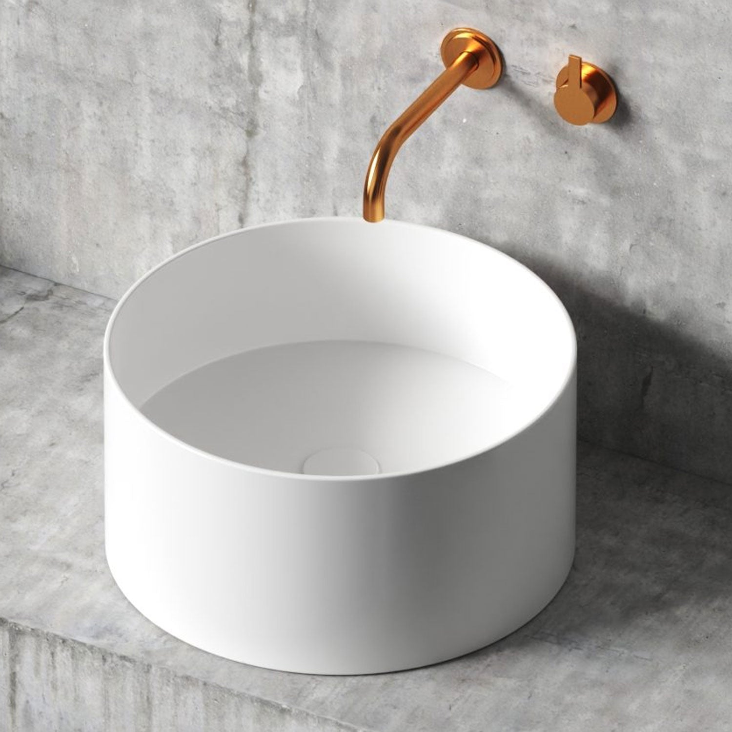 Lavandino da appoggio/sospeso cm Ã¸40x20h serie Core di Ceramica Galassia -  Bianco lucido