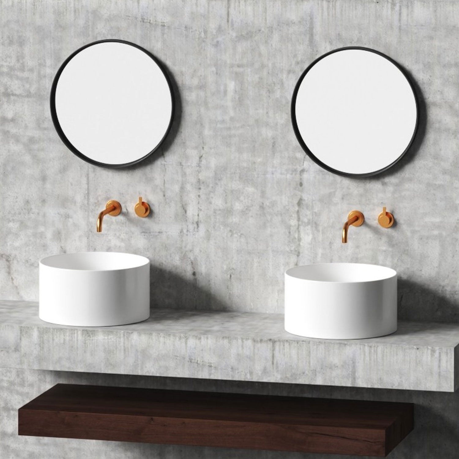 Lavandino da appoggio/sospeso cm Ã¸40x20h serie Core di Ceramica Galassia -  Bianco Matt