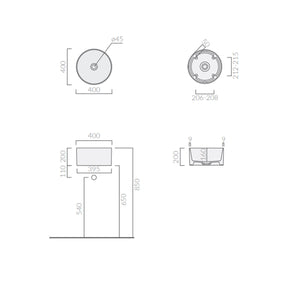 Lavandino da appoggio/sospeso cm Ã¸40x20h serie Core di Ceramica Galassia - Sabbia