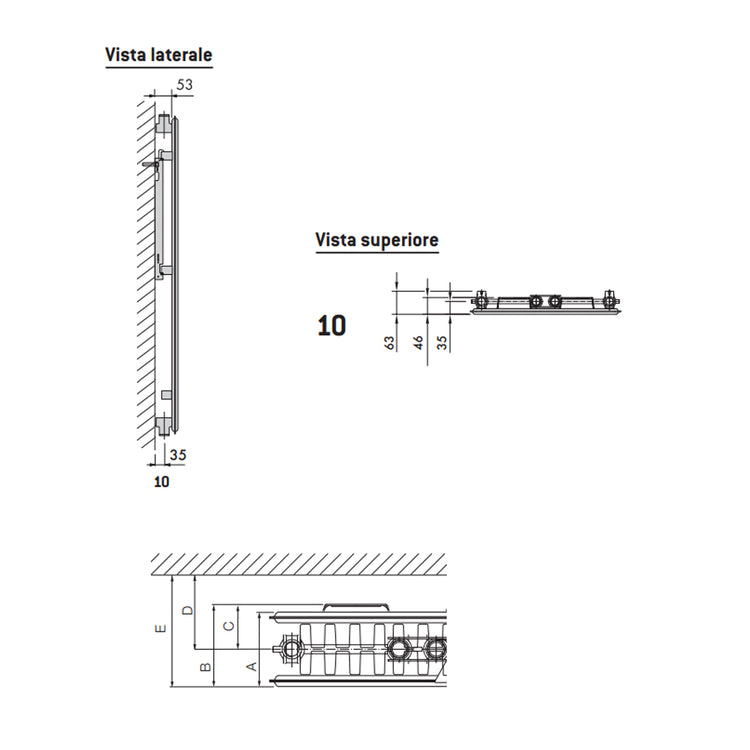 Termoarredo idraulico 180x50 cm interasse mm 50 Modello 'Fury' Termocrea