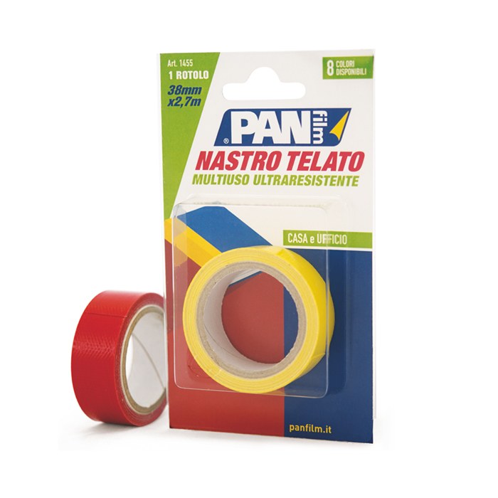 Nastro telato GIALLO mm 19 x 2,7 mt -  Nastro plastificato multiuso di alta qualitÃ , impermeabile e facile da usare.