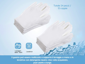 12 Paia Guanti Cotone Bianco Taglia L 9