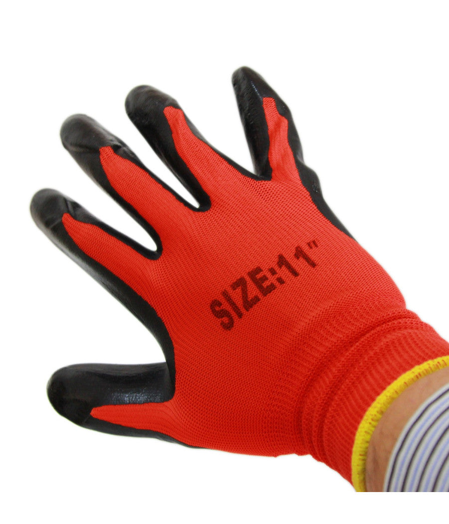 12 Paia Di Guanti Da Lavoro Spalmati Nylon Nitrile Disponibili In 9''10''11''     11"    