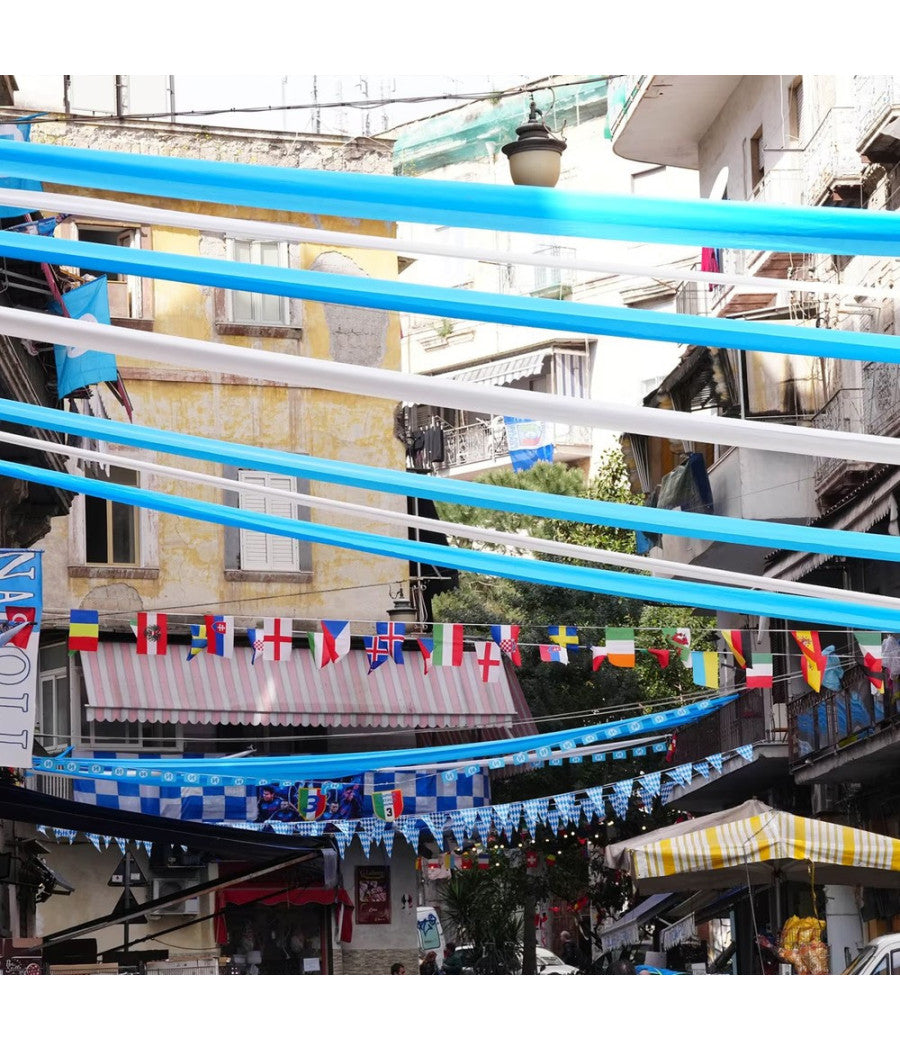 12 Pz Nastri Celebrativi Festa Terzo Scudetto Napoli Colori Misti Bianco Azzurro  Azzurro       