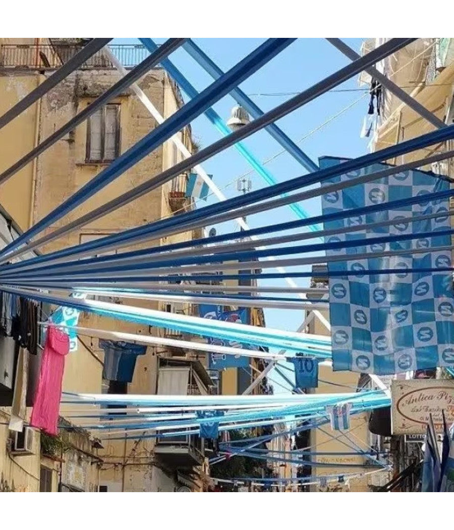 12 Pz Nastri Celebrativi Festa Terzo Scudetto Napoli Colori Misti Bianco Azzurro  Azzurro       