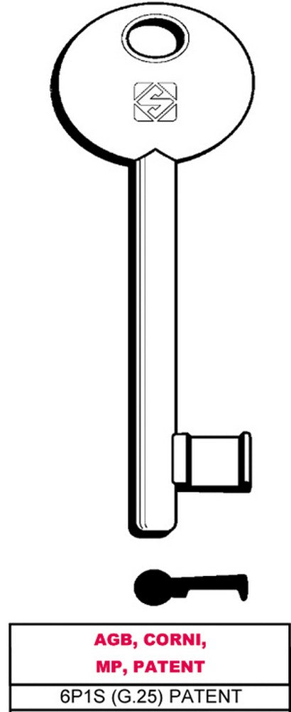 5pz chiave a mappa 6p1s (g.vaz 0) patent agb, corni, mp, patent vit26620