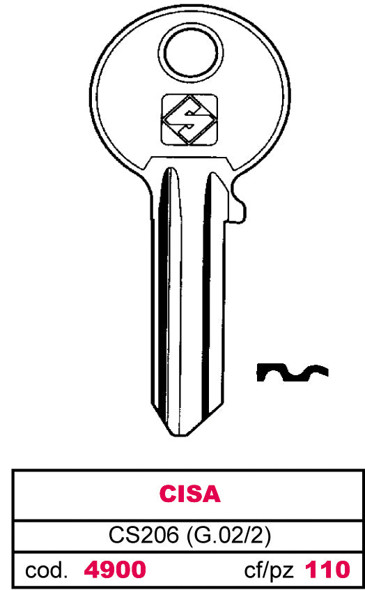 Silca chiave asc cs206 (g.vac 2) cisa (100 pezzi) - Silca