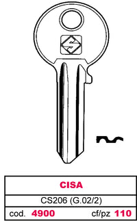 Silca chiave asc cs206 (g.vac 2) cisa (100 pezzi) - Silca