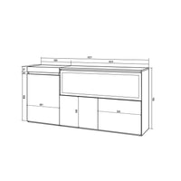 Credenza, Mobile, Cucina, 160, 3 Porte, Camino elettrico XXL, Cemento RF3287