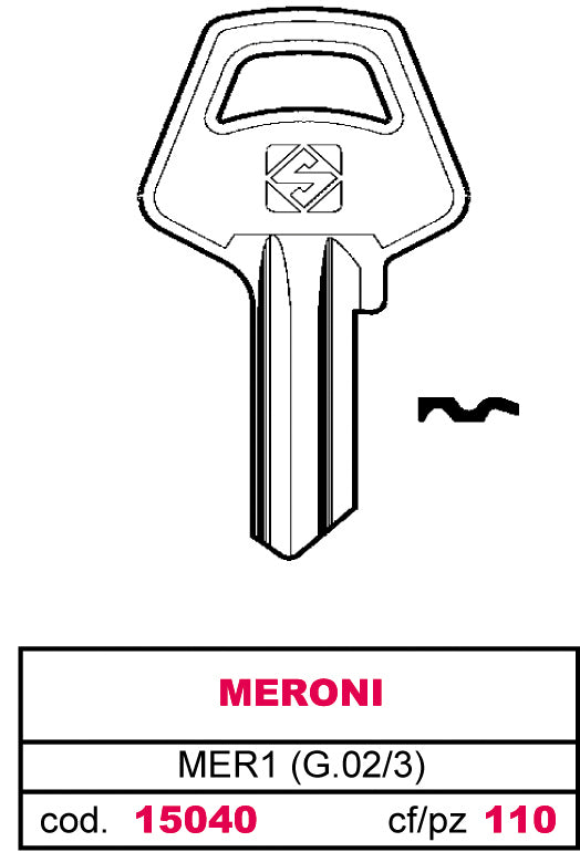 Silca chiave asc mer1 (g.vac 3) meroni (100 pezzi) - Silca