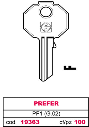 Silca chiave asc pf1 (g.vac 0) prefer (20 pezzi) - Silca