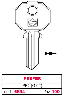 Silca chiave asc pf2 (g.vac 0) prefer (20 pezzi) - Silca