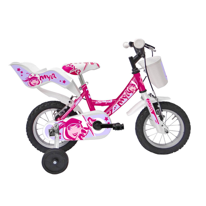 Bicicletta per Bambina 12” 2 Freni Bimba Mya Ciclamino o Rosa/Ciclamino